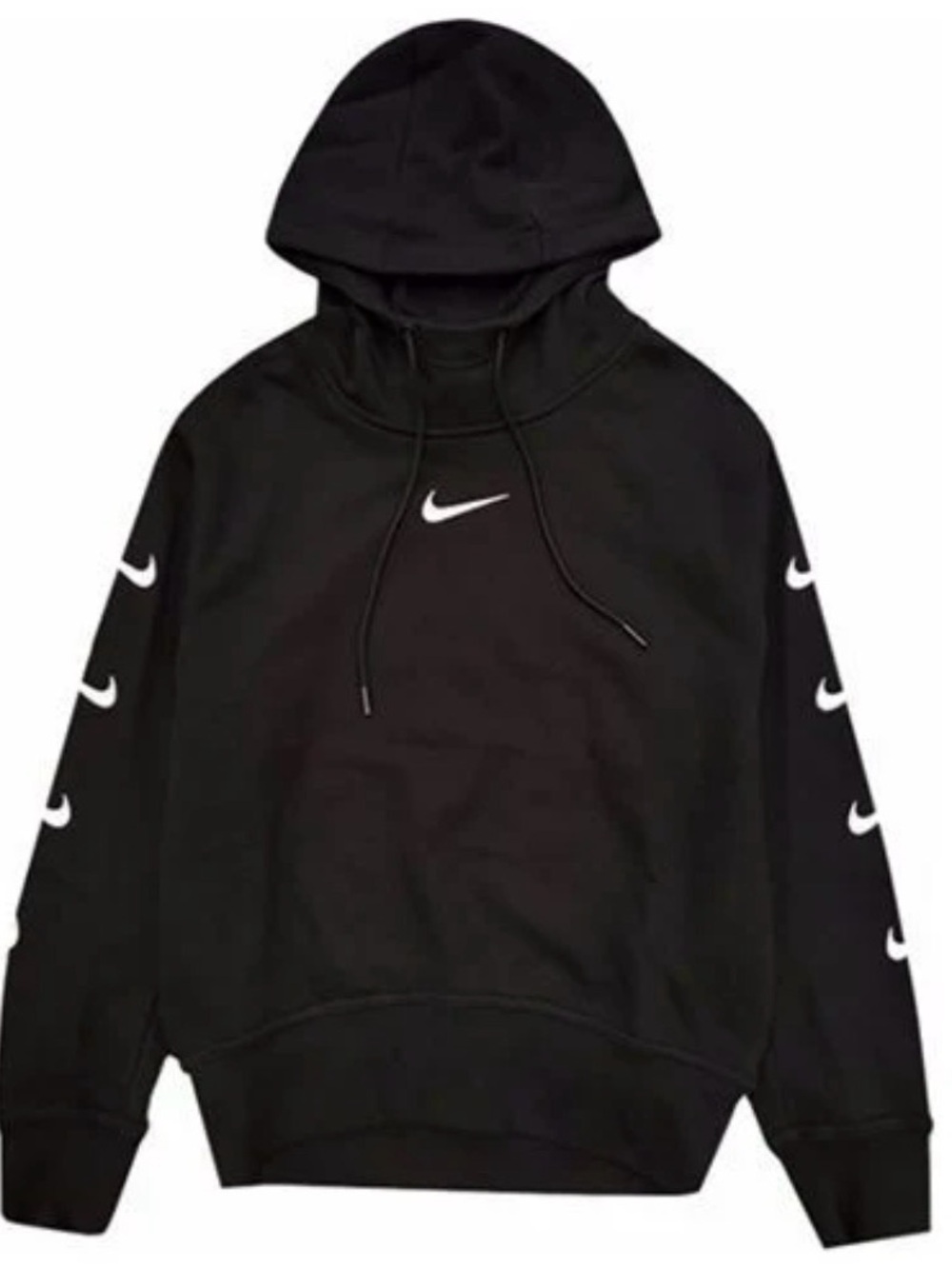 Nike Black Crewneck Hoodie with White Swoosh Accents